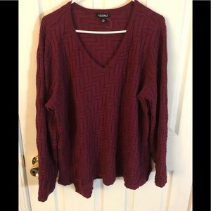 Roz & Ali Women’s Burgundy Knit Sweater, Size 1X